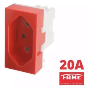 Módulo Tomada 2P+T 20A/250V - Vermelho