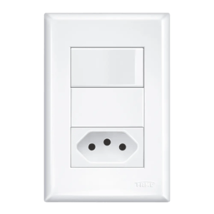 INTERRUPTOR SIMPLES 16A250V~ E TOMADA 2P+T - 10A250V~ - DISTANCIADOS - EVIDENCE