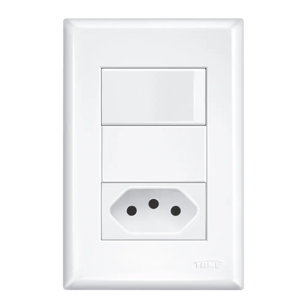 INTERRUPTOR SIMPLES 16A250V~ E TOMADA 2P+T - 10A250V~ - DISTANCIADOS - EVIDENCE